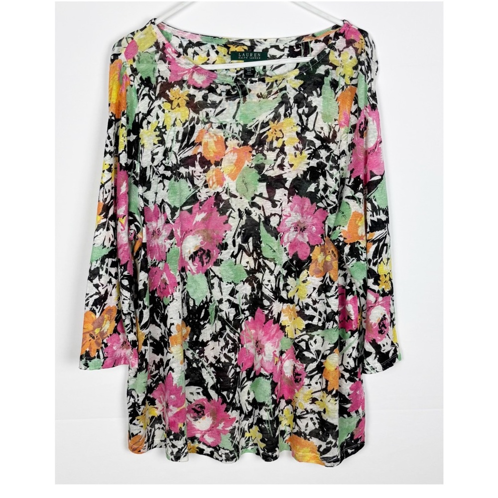 Lauren Ralph Lauren Floral Linen Top Size 1X - Picture 4 of 4